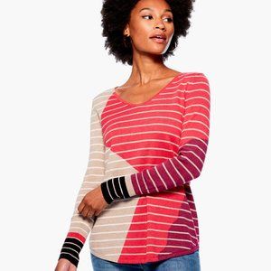 NIC+ZOE Petite Angled Stripe Vital V-Neck Pullover, Size Women's Petite P/XS
